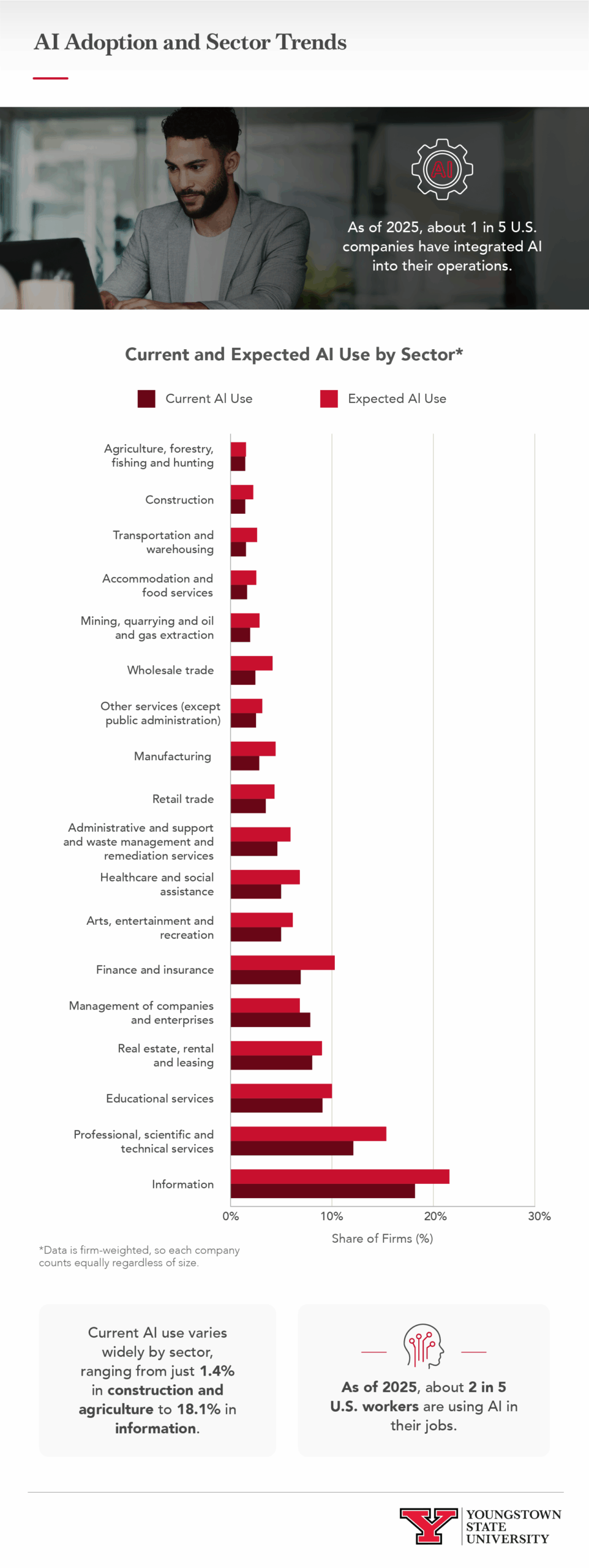 Infographic showing AI adoption and sector trends